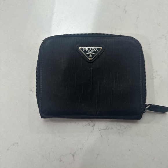 Prada Handbags - Prada Nylon Black Compact Wallet